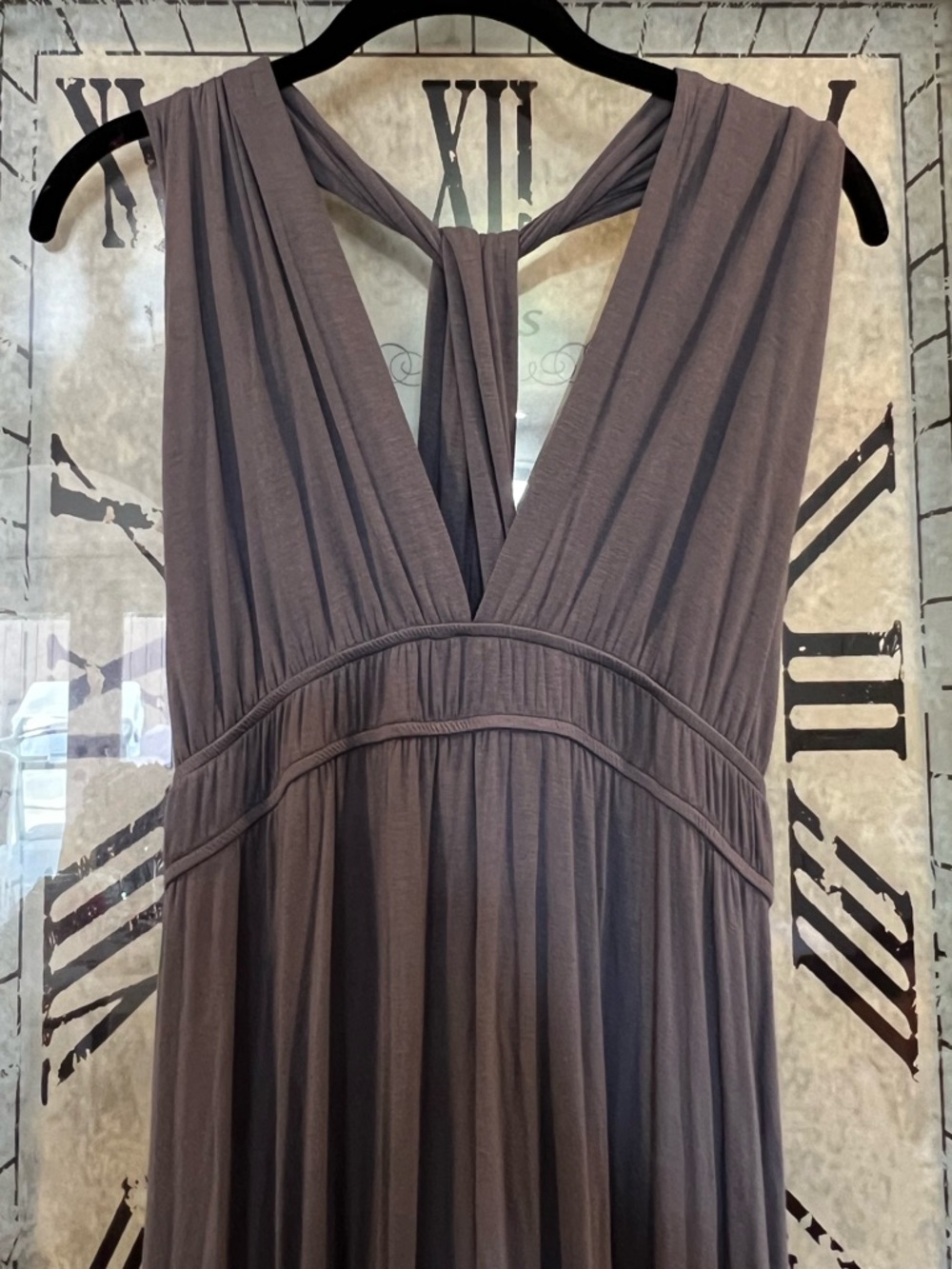 Maxi - Sleeveless Gray V-Neck Dress